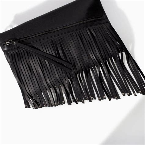 zara fringe clutch bag